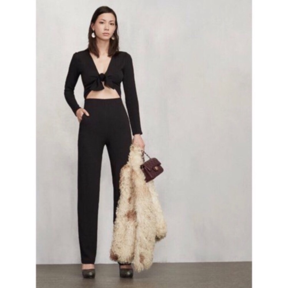 Reformation Ferris jumpsuit tie front long sleeve